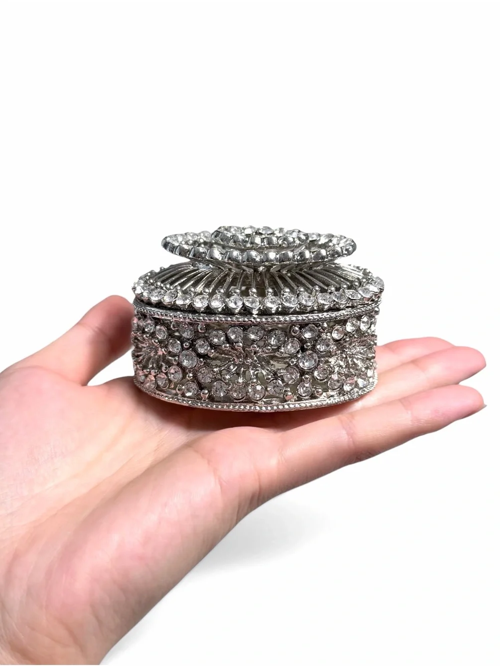 Olivia Riegel Vintage Silver Crystal Rhinestone Jolene Jewelry or Trinket Box